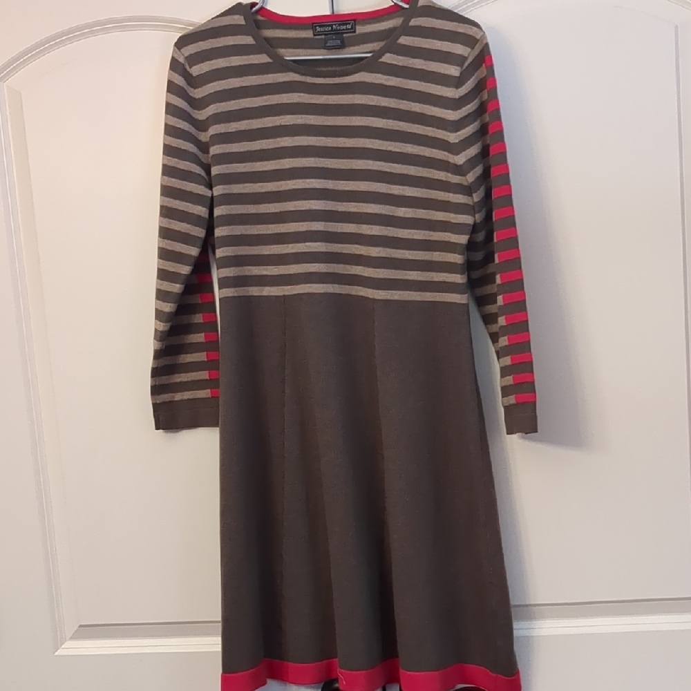 Jessica Howard Striped Knit Dress L